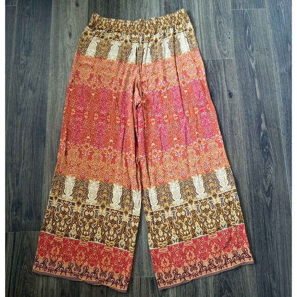 💙 Live and let live Wide Leg Elastic Waist Size XL 100% Rayon Boho Fall Lounge - Picture 7 of 8